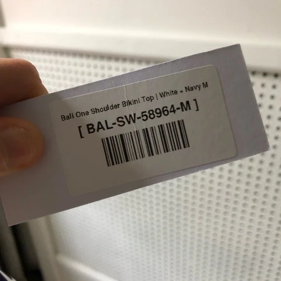 NWT Baltic Born Bali One Shoulder Bikini Top ONLY in Navy and White Size Medium - Picture 6 of 12